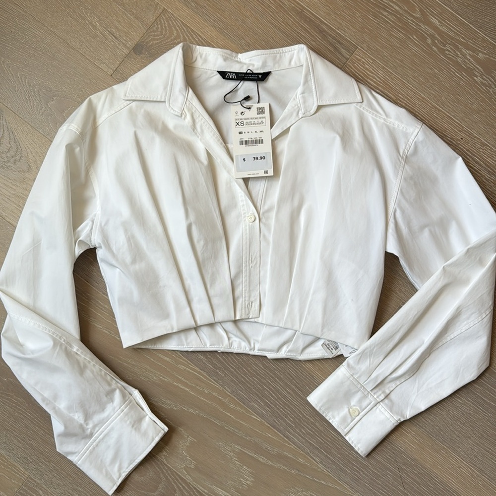 Zara Cropped Top Button Down - Picture 3 of 5